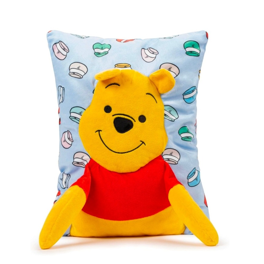 Disney Winnie the Pooh Plush Decorative Pillow Honey Pot Pattern Blue Red NWT - Picture 3 of 5